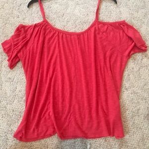 Pink off shoulder flowy top